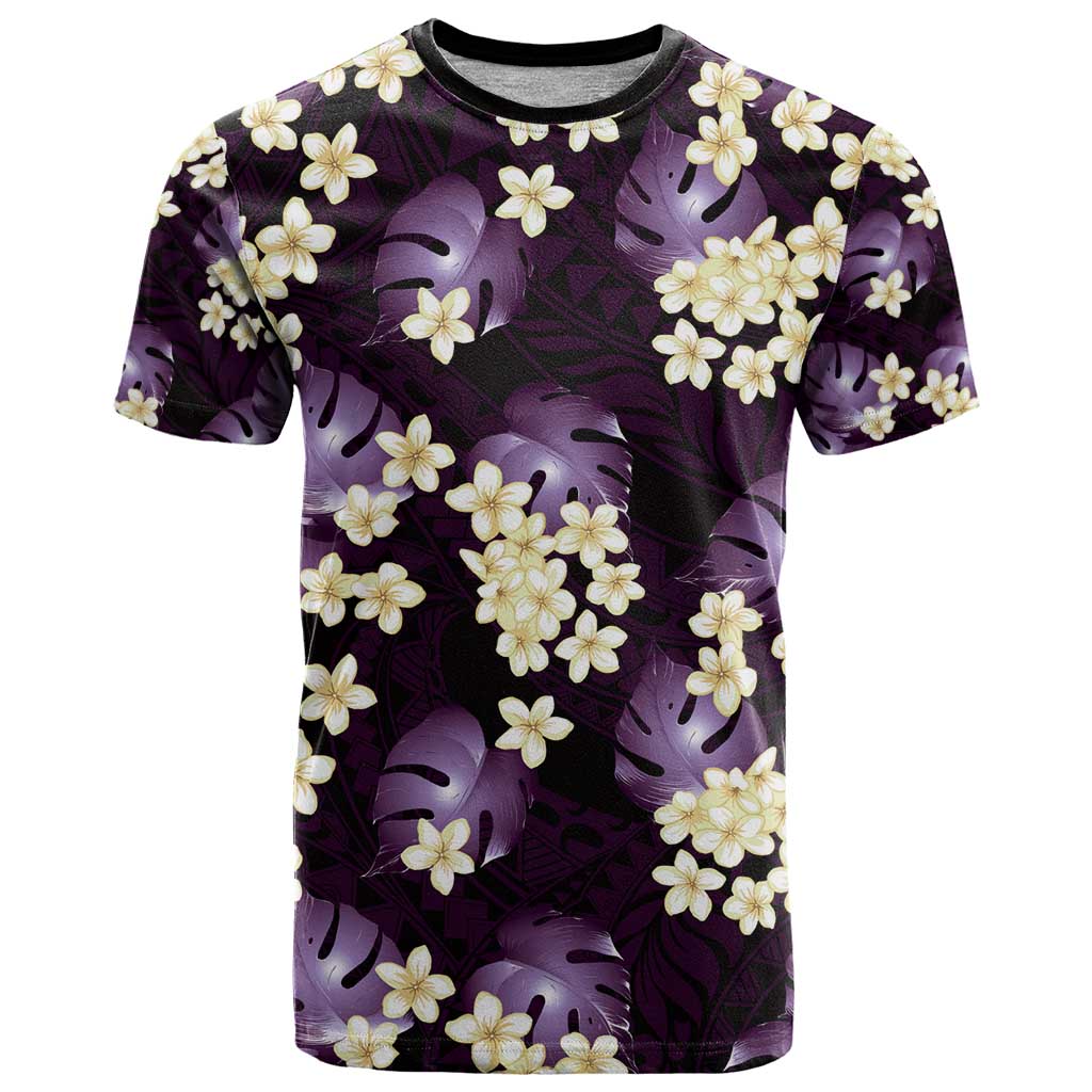 Purple Tropical Hawaii T Shirt Seamless Monstera Plumeria Hawaiian Pattern - Polynesian Pride