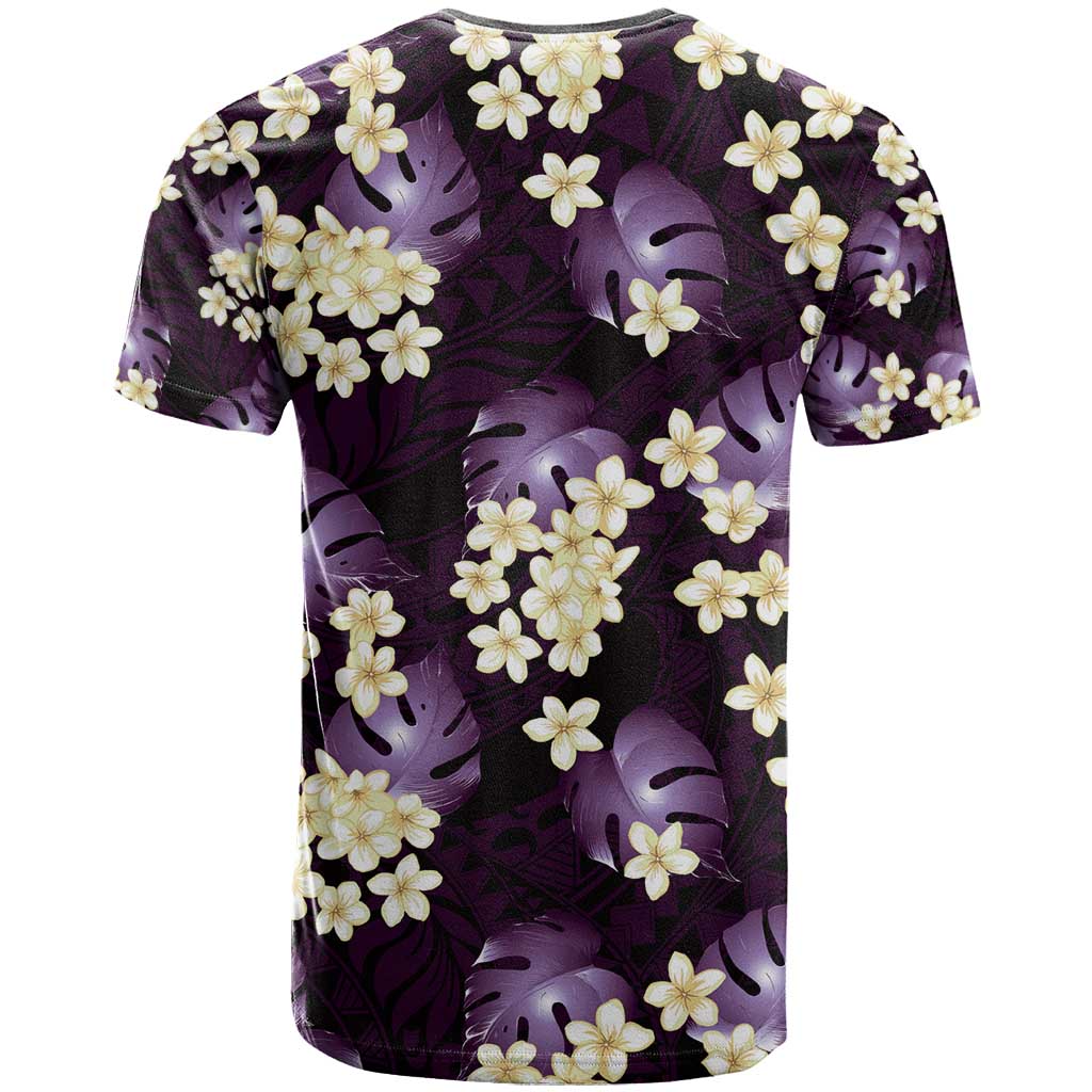 Purple Tropical Hawaii T Shirt Seamless Monstera Plumeria Hawaiian Pattern - Polynesian Pride