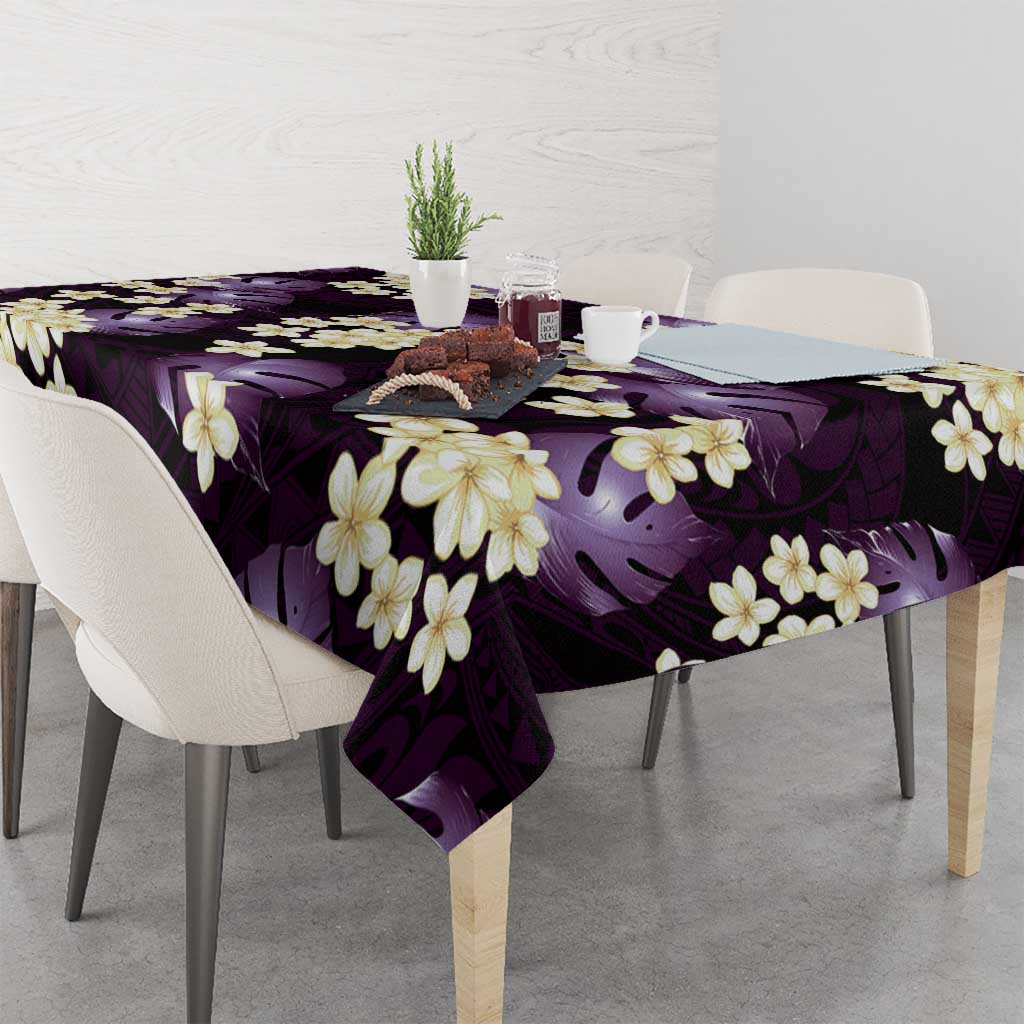 Purple Tropical Hawaii Tablecloth Seamless Monstera Plumeria Hawaiian Pattern - Polynesian Pride