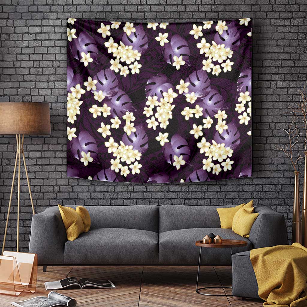 Purple Tropical Hawaii Tapestry Seamless Monstera Plumeria Hawaiian Pattern - Polynesian Pride