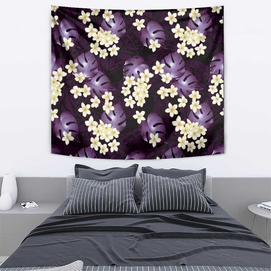 Purple Tropical Hawaii Tapestry Seamless Monstera Plumeria Hawaiian Pattern - Polynesian Pride