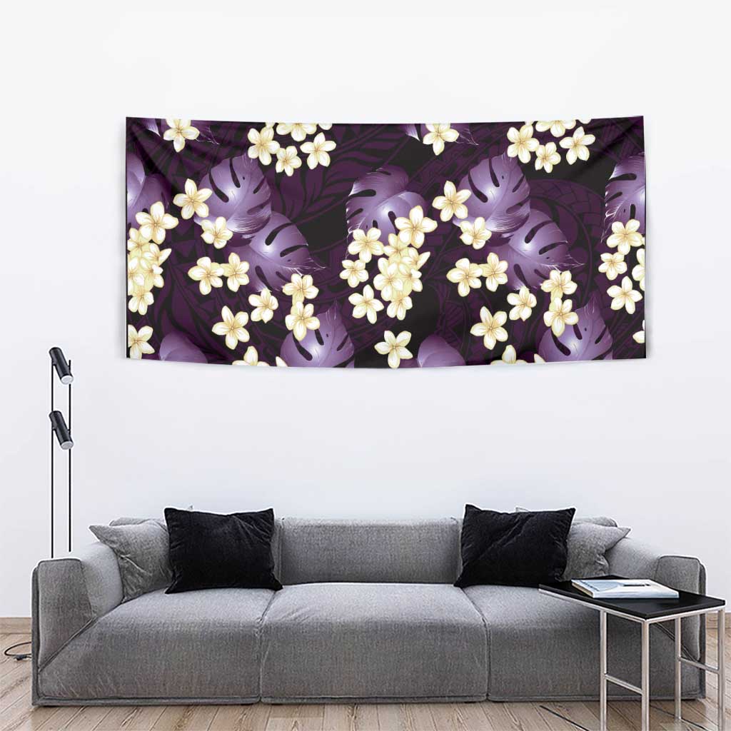 Purple Tropical Hawaii Tapestry Seamless Monstera Plumeria Hawaiian Pattern - Polynesian Pride
