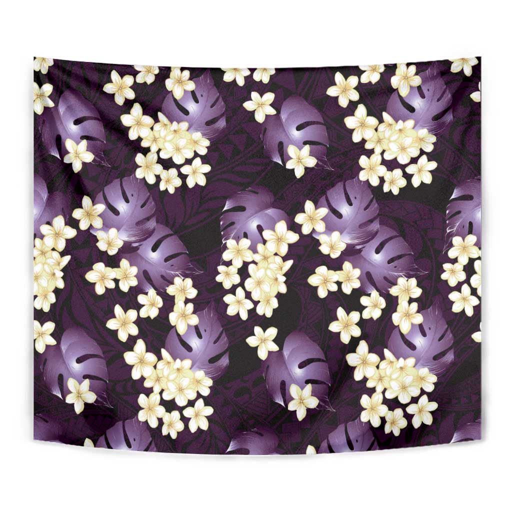 Purple Tropical Hawaii Tapestry Seamless Monstera Plumeria Hawaiian Pattern - Polynesian Pride