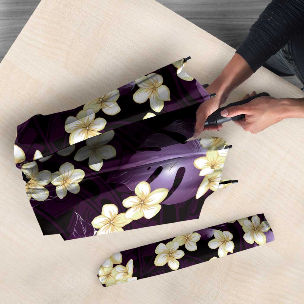 Purple Tropical Hawaii Umbrella Seamless Monstera Plumeria Hawaiian Pattern - Polynesian Pride