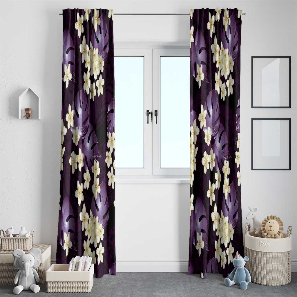 Purple Tropical Hawaii Window Curtain Seamless Monstera Plumeria Hawaiian Pattern - Polynesian Pride