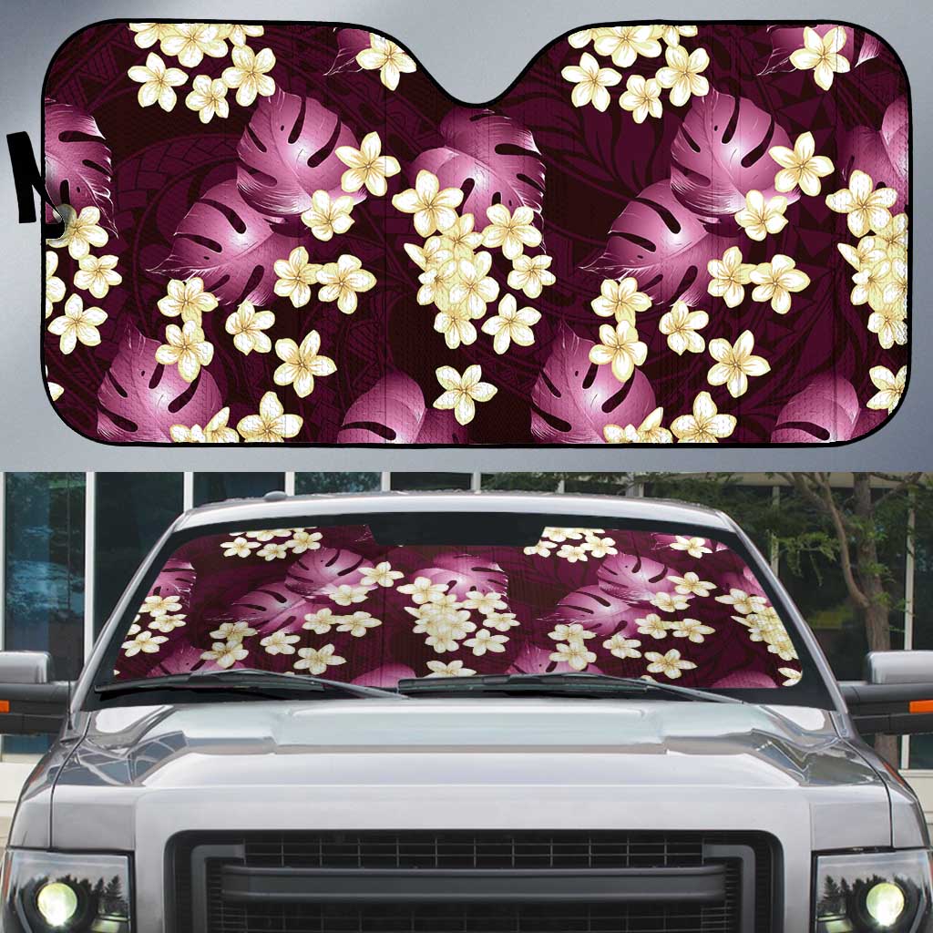 Pink Tropical Hawaii Auto Sun Shade Seamless Monstera Plumeria Hawaiian Pattern LT14 Pink - Polynesian Pride