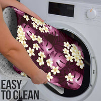 Pink Tropical Hawaii Bathroom Set Seamless Monstera Plumeria Hawaiian Pattern - Polynesian Pride