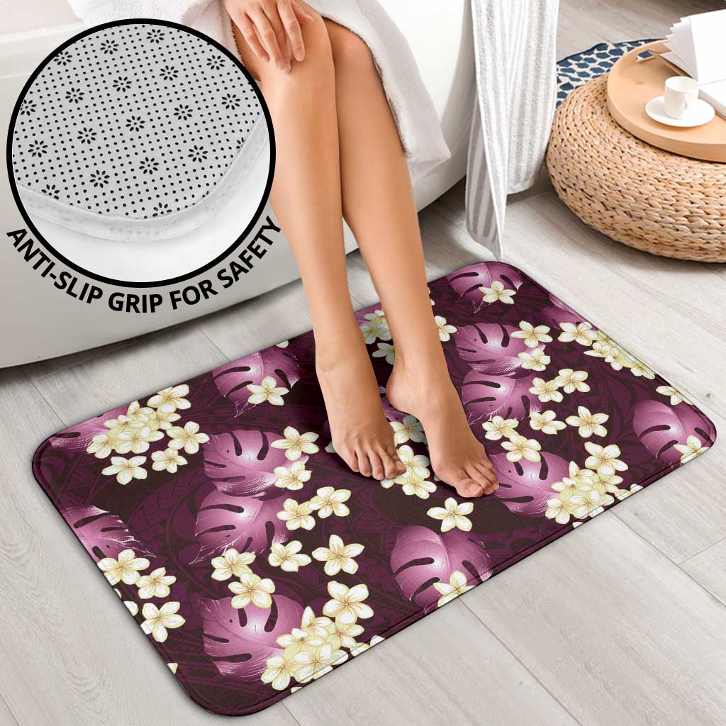 Pink Tropical Hawaii Bathroom Set Seamless Monstera Plumeria Hawaiian Pattern - Polynesian Pride
