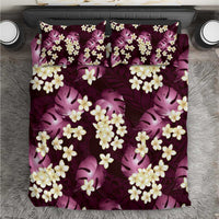 Pink Tropical Hawaii Bedding Set Seamless Monstera Plumeria Hawaiian Pattern - Polynesian Pride