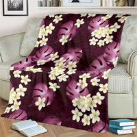 Pink Tropical Hawaii Blanket Seamless Monstera Plumeria Hawaiian Pattern - Polynesian Pride