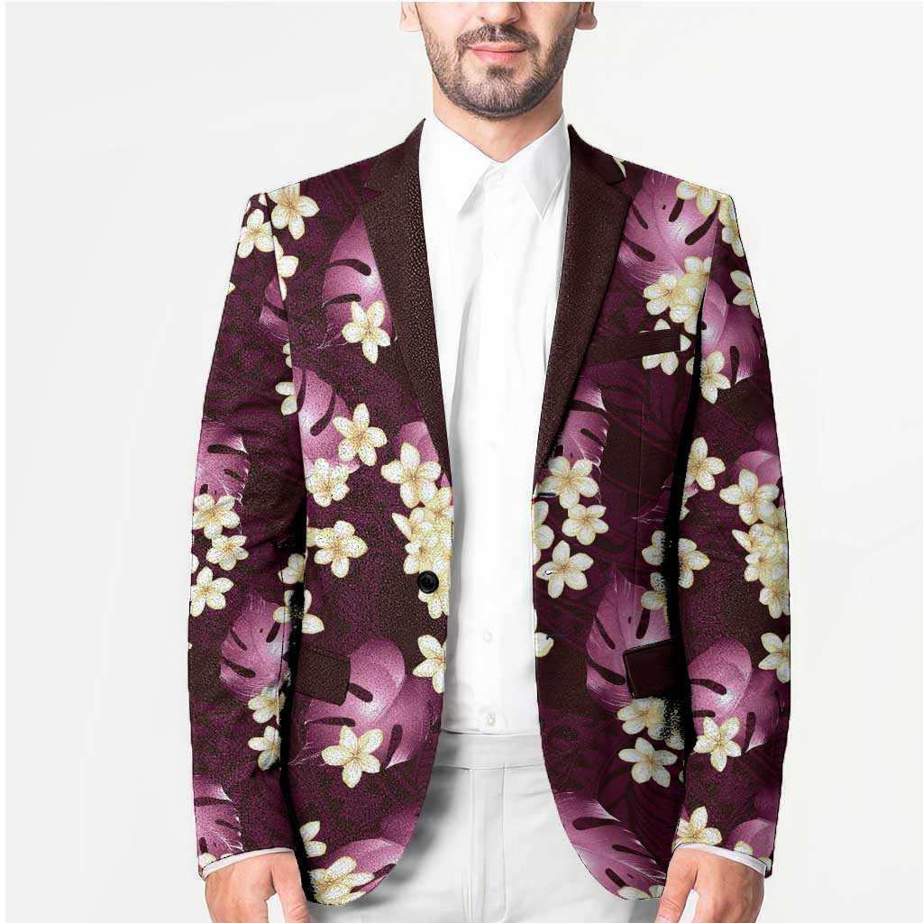 Pink Tropical Hawaii Blazer Seamless Monstera Plumeria Hawaiian Pattern - Polynesian Pride