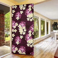 Pink Tropical Hawaii Door Cover Seamless Monstera Plumeria Hawaiian Pattern - Polynesian Pride