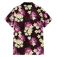 Pink Tropical Hawaii Family Matching Off Shoulder Short Dress and Hawaiian Shirt Seamless Monstera Plumeria Hawaiian Pattern LT14 - Polynesian Pride