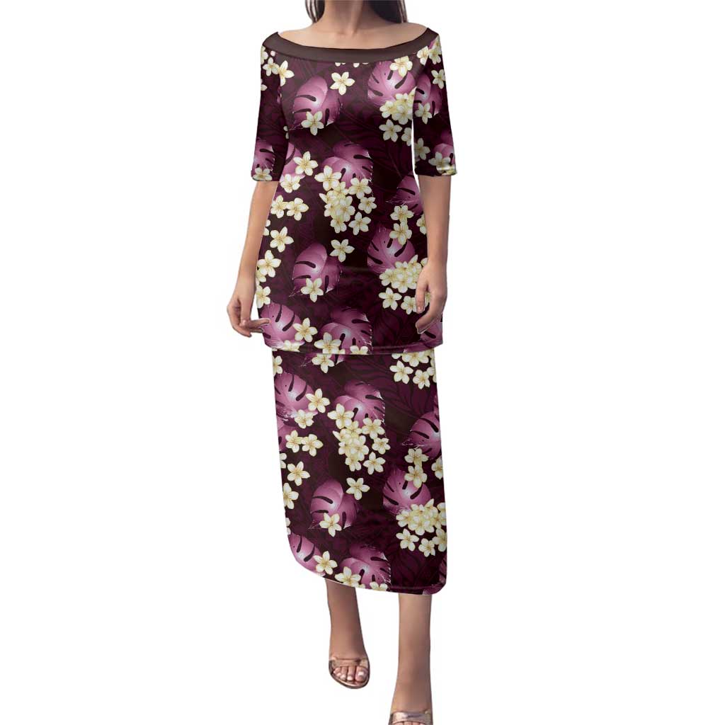 Pink Tropical Hawaii Family Matching Puletasi and Hawaiian Shirt Seamless Monstera Plumeria Hawaiian Pattern LT14 Mom's Dress Pink - Polynesian Pride
