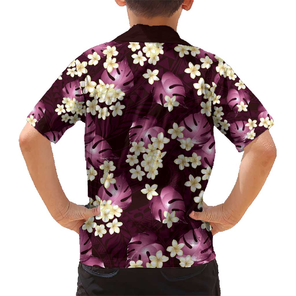 Pink Tropical Hawaii Family Matching Short Sleeve Bodycon Dress and Hawaiian Shirt Seamless Monstera Plumeria Hawaiian Pattern LT14 - Polynesian Pride