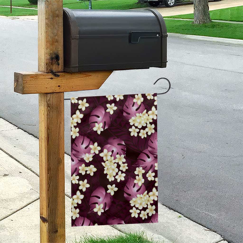 Pink Tropical Hawaii Garden Flag Seamless Monstera Plumeria Hawaiian Pattern - Polynesian Pride