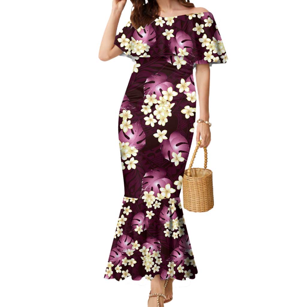 Pink Tropical Hawaii Mermaid Dress Seamless Monstera Plumeria Hawaiian Pattern - Polynesian Pride