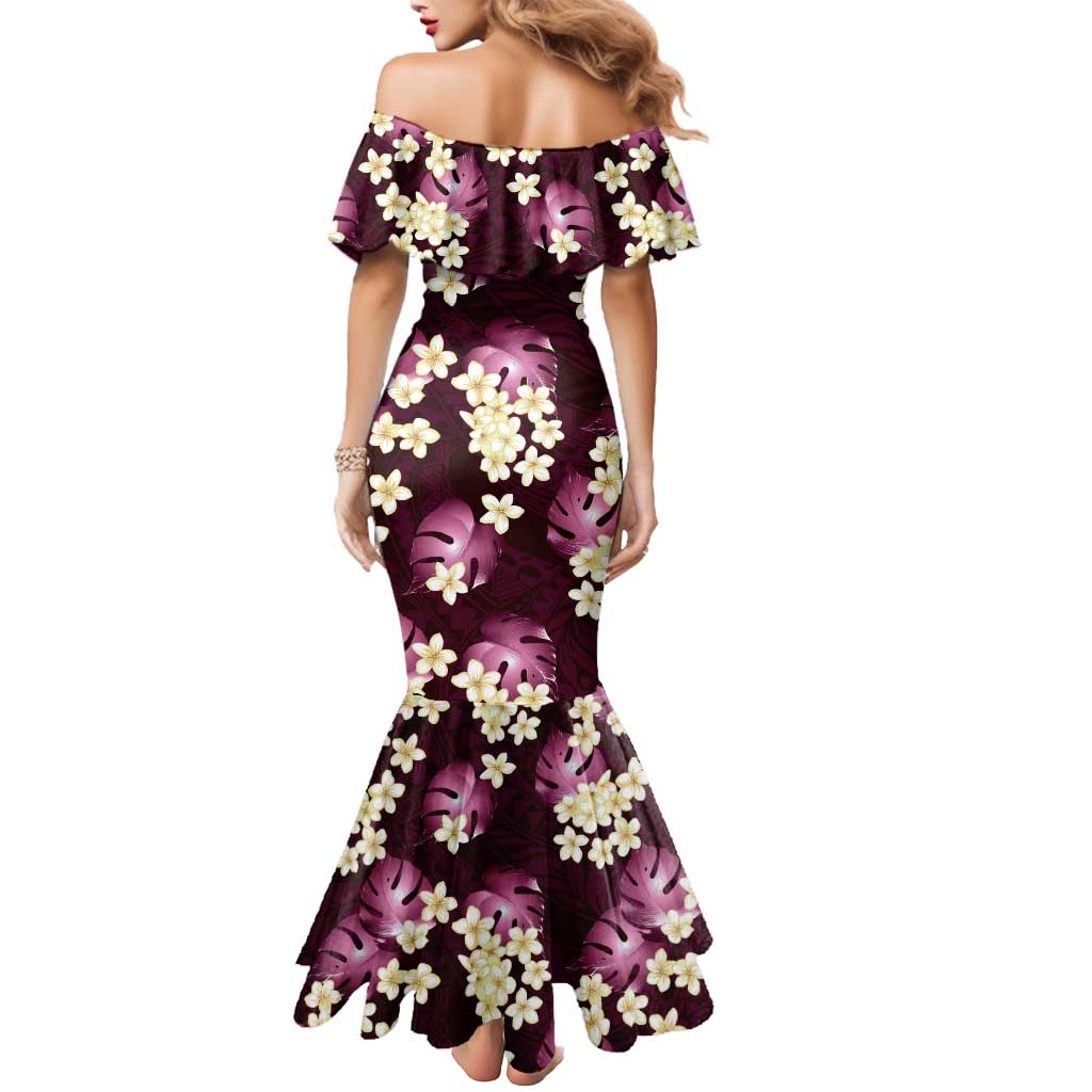 Pink Tropical Hawaii Mermaid Dress Seamless Monstera Plumeria Hawaiian Pattern - Polynesian Pride