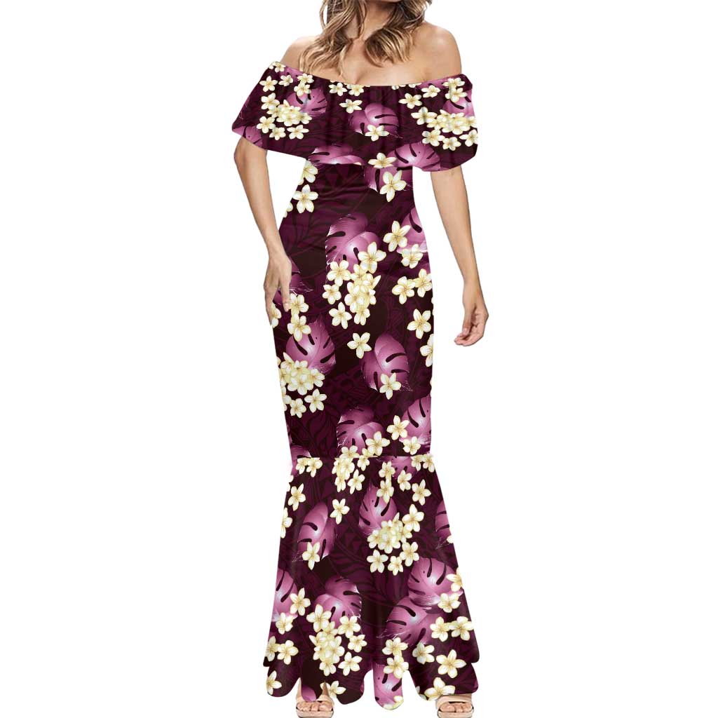 Pink Tropical Hawaii Mermaid Dress Seamless Monstera Plumeria Hawaiian Pattern - Polynesian Pride