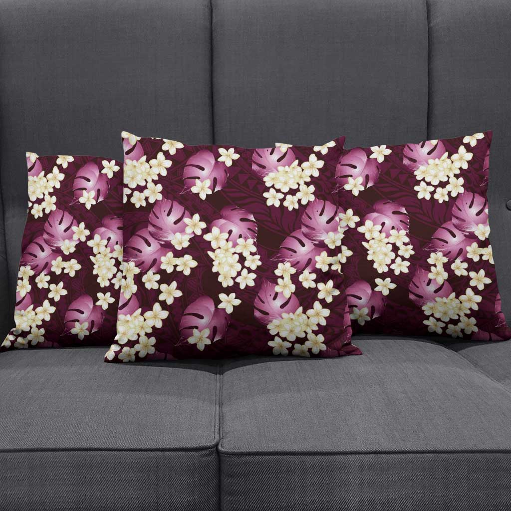 Pink Tropical Hawaii Pillow Cover Seamless Monstera Plumeria Hawaiian Pattern - Polynesian Pride
