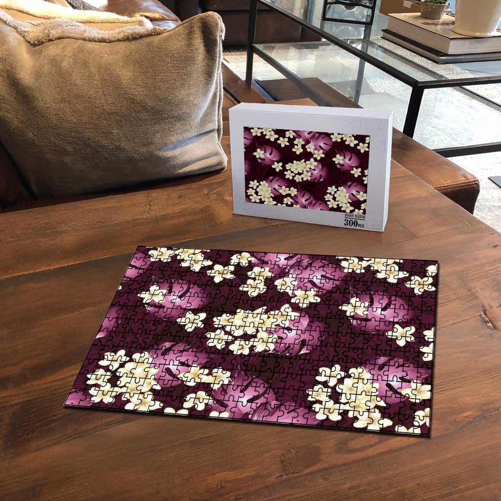 Pink Tropical Hawaii Puzzle Seamless Monstera Plumeria Hawaiian Pattern - Polynesian Pride