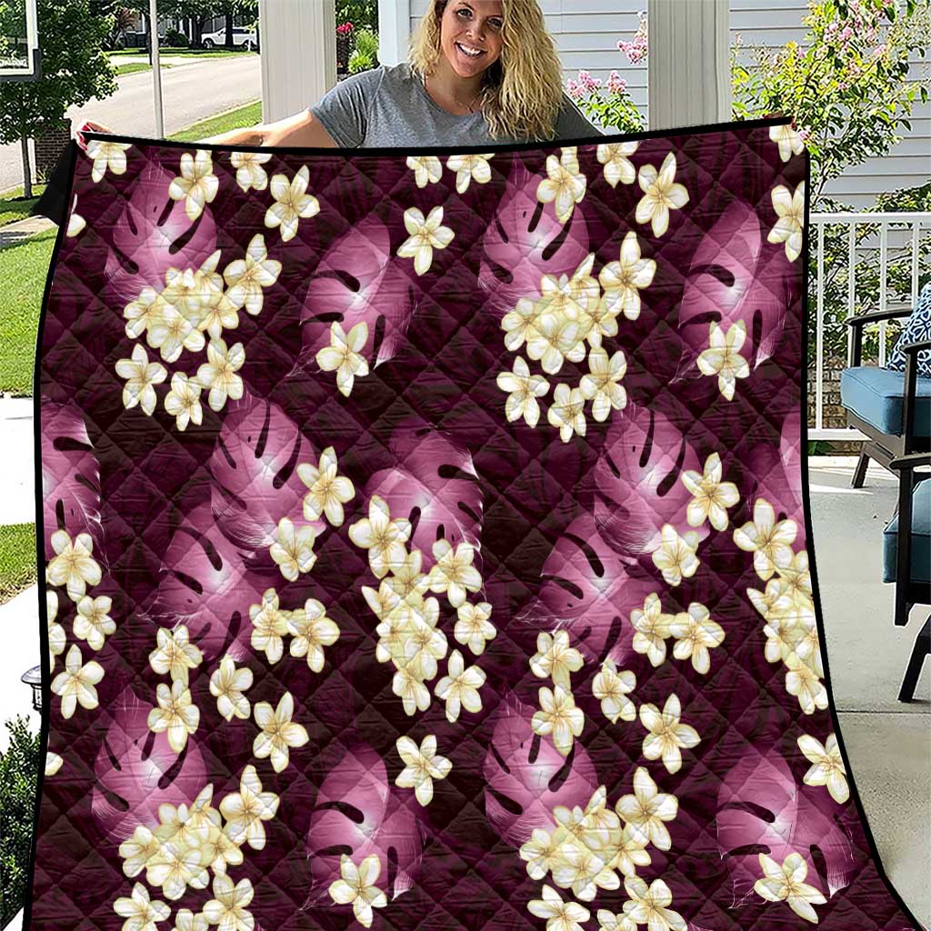 Pink Tropical Hawaii Quilt Seamless Monstera Plumeria Hawaiian Pattern - Polynesian Pride