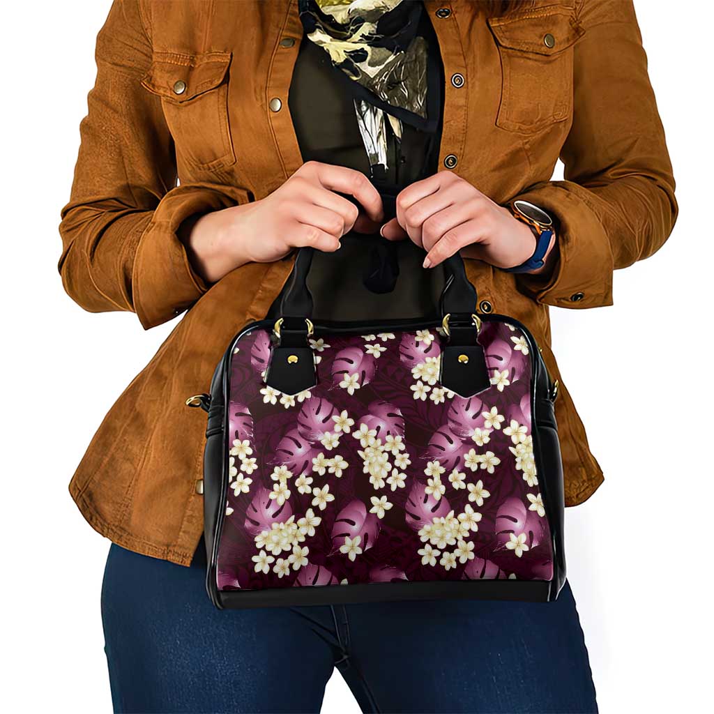 Pink Tropical Hawaii Shoulder Handbag Seamless Monstera Plumeria Hawaiian Pattern - Polynesian Pride