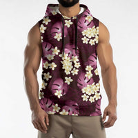Pink Tropical Hawaii Sleeveless Hoodie Seamless Monstera Plumeria Hawaiian Pattern LT14 - Polynesian Pride