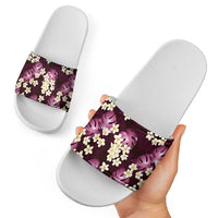 Pink Tropical Hawaii Slide Sandals Seamless Monstera Plumeria Hawaiian Pattern - Polynesian Pride