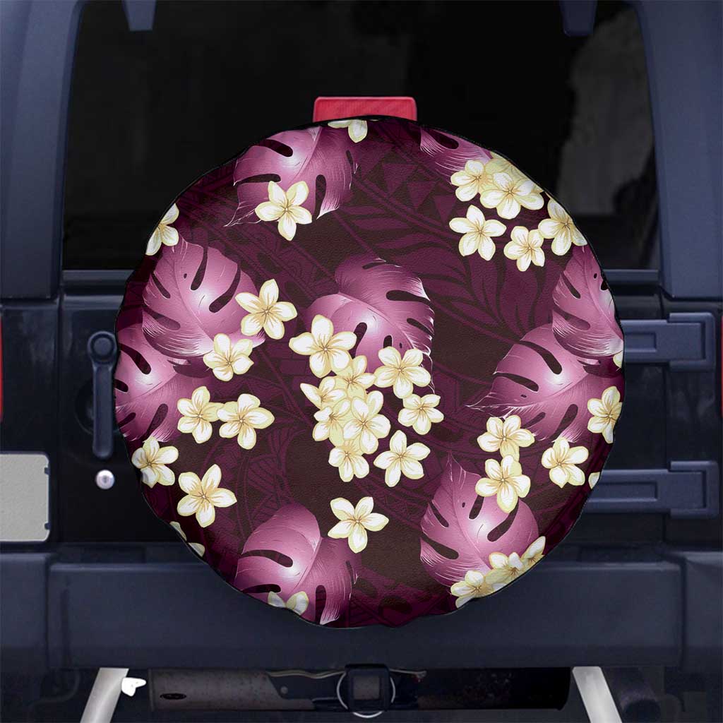 Pink Tropical Hawaii Spare Tire Cover Seamless Monstera Plumeria Hawaiian Pattern - Polynesian Pride