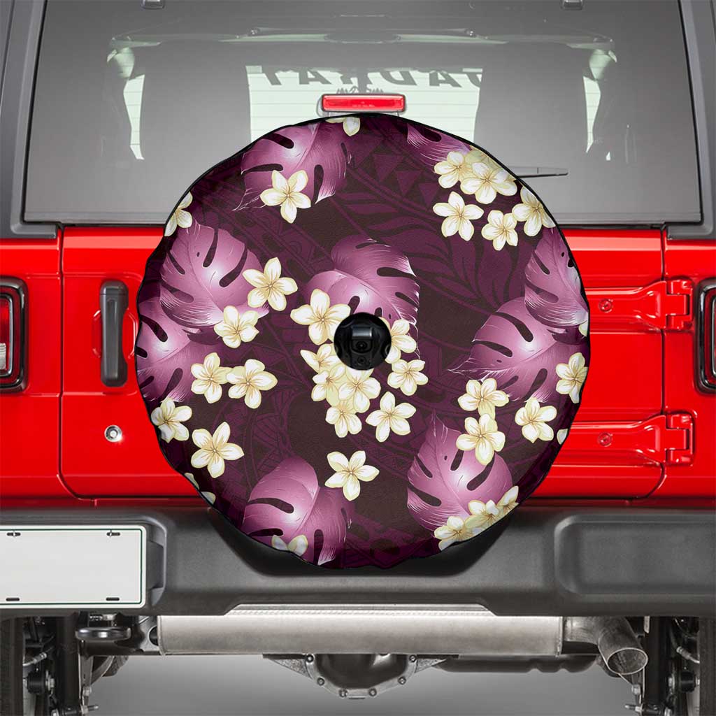Pink Tropical Hawaii Spare Tire Cover Seamless Monstera Plumeria Hawaiian Pattern - Polynesian Pride