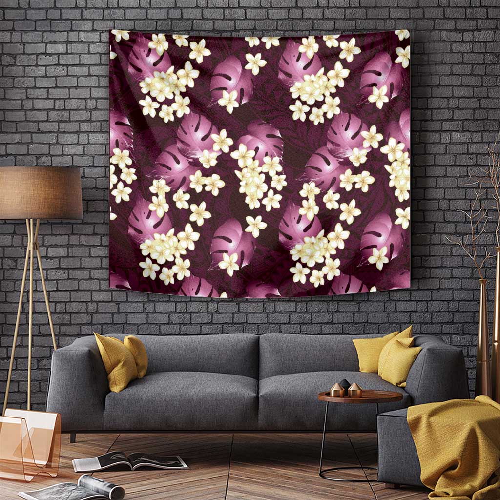 Pink Tropical Hawaii Tapestry Seamless Monstera Plumeria Hawaiian Pattern - Polynesian Pride