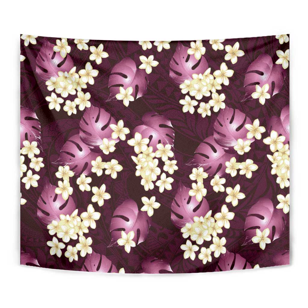 Pink Tropical Hawaii Tapestry Seamless Monstera Plumeria Hawaiian Pattern - Polynesian Pride