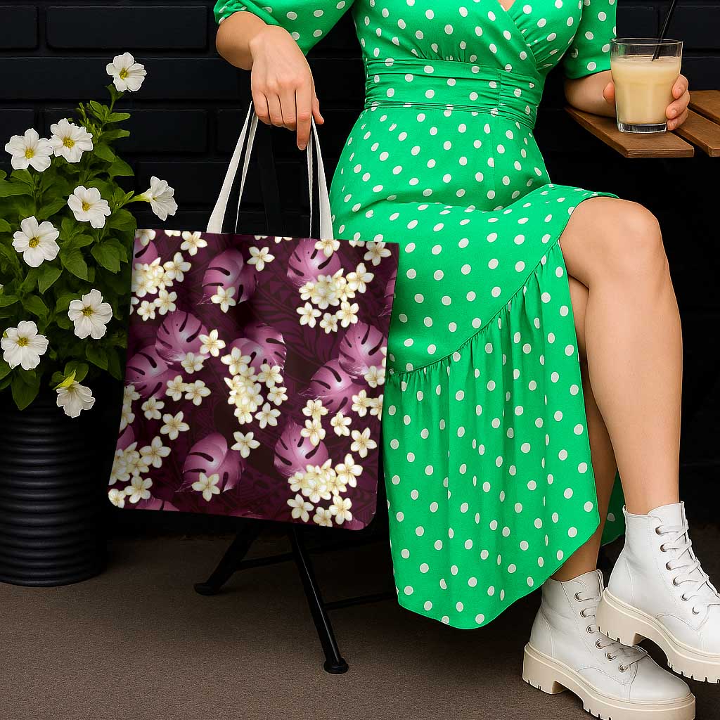 Pink Tropical Hawaii Tote Bag Seamless Monstera Plumeria Hawaiian Pattern - Polynesian Pride