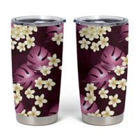 Pink Tropical Hawaii Tumbler Cup Seamless Monstera Plumeria Hawaiian Pattern - Polynesian Pride