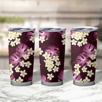 Pink Tropical Hawaii Tumbler Cup Seamless Monstera Plumeria Hawaiian Pattern - Polynesian Pride