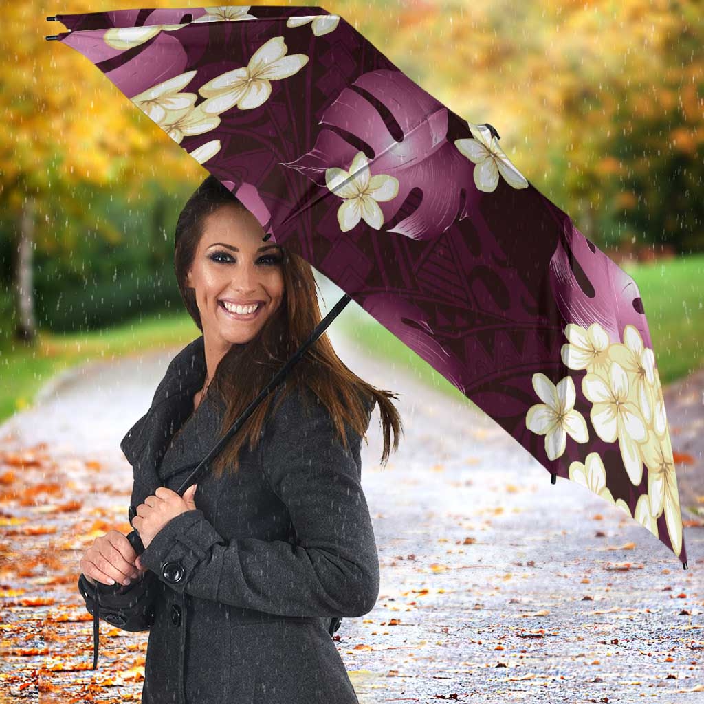 Pink Tropical Hawaii Umbrella Seamless Monstera Plumeria Hawaiian Pattern - Polynesian Pride