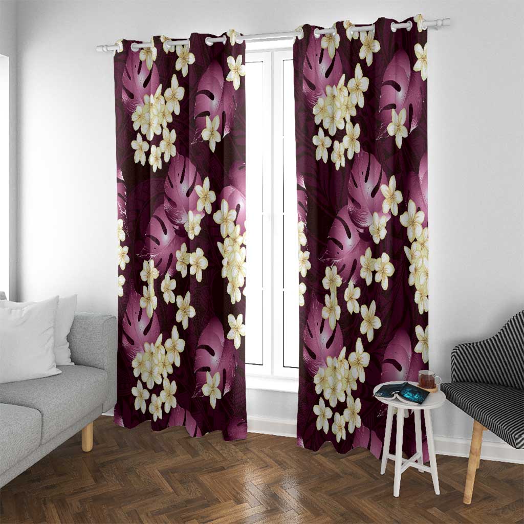Pink Tropical Hawaii Window Curtain Seamless Monstera Plumeria Hawaiian Pattern - Polynesian Pride