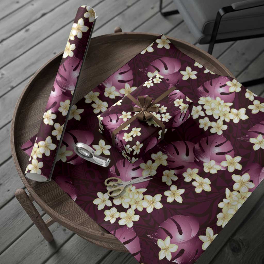 Pink Tropical Hawaii Wrapping Paper Seamless Monstera Plumeria Hawaiian Pattern - Polynesian Pride