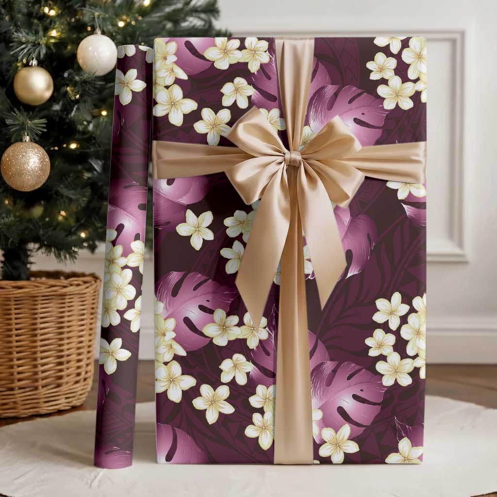 Pink Tropical Hawaii Wrapping Paper Seamless Monstera Plumeria Hawaiian Pattern - Polynesian Pride