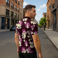 Pink Tropical Hawaii Zipper Polo Shirt Seamless Monstera Plumeria Hawaiian Pattern - Polynesian Pride