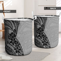 Black Gray Polynesia Tropical Flowers Laundry Basket LT14 - Polynesian Pride