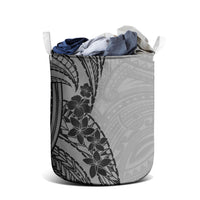 Black Gray Polynesia Tropical Flowers Laundry Basket LT14 - Polynesian Pride