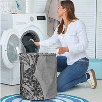 Black Gray Polynesia Tropical Flowers Laundry Basket LT14 - Polynesian Pride