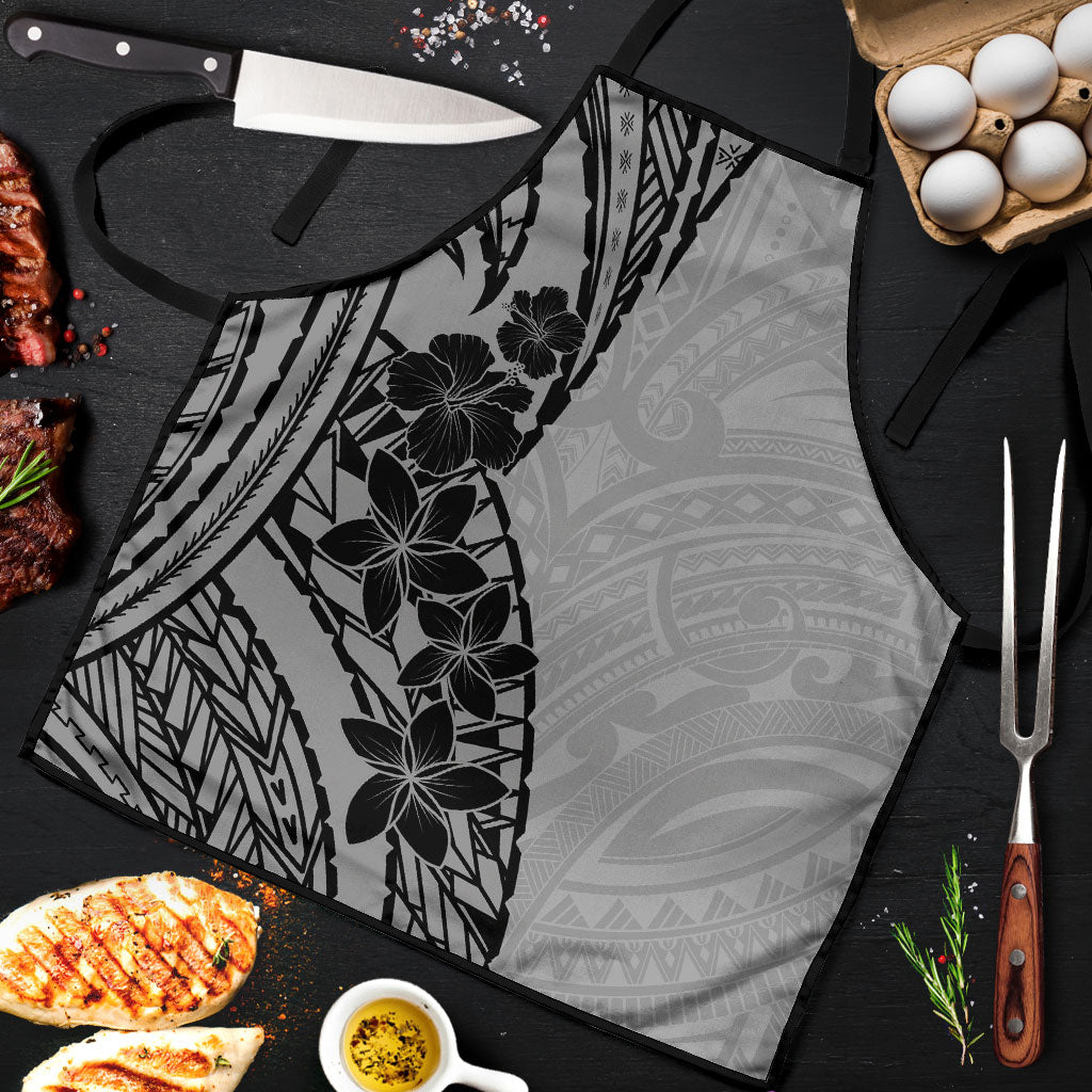 Black Gray Polynesia Tropical Flowers Apron LT14 Gray - Polynesian Pride