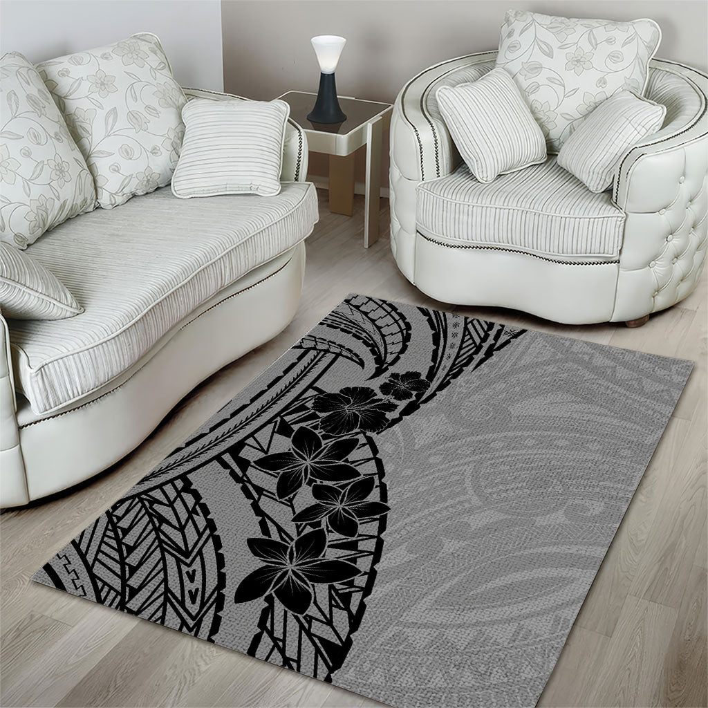 Black Gray Polynesia Tropical Flowers Area Rug LT14 - Polynesian Pride