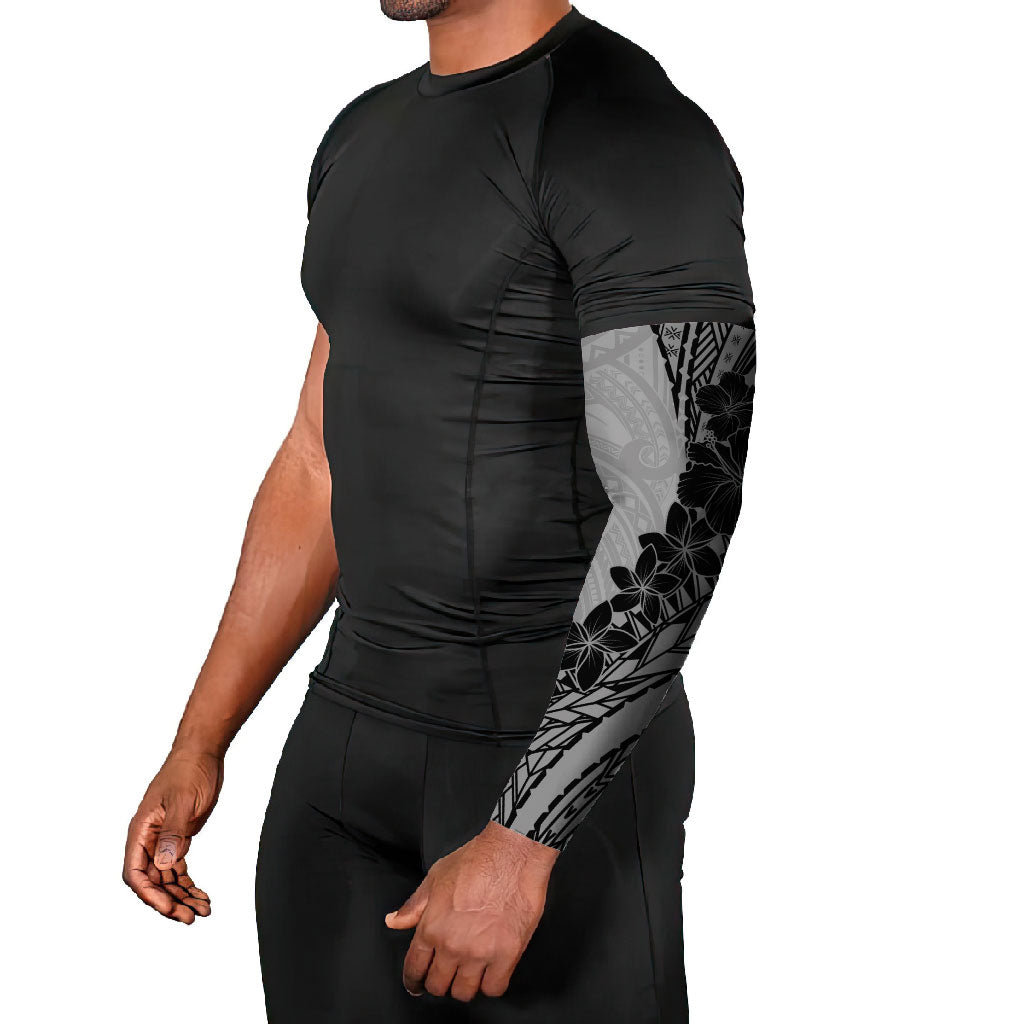 Black Gray Polynesia Tropical Flowers Arm Sleeves LT14 - Polynesian Pride