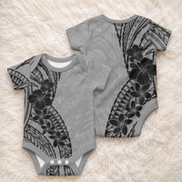 Black Gray Polynesia Tropical Flowers Baby Onesie LT14 - Polynesian Pride