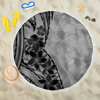 Black Gray Polynesia Tropical Flowers Beach Blanket LT14 One Size 150cm Gray - Polynesian Pride