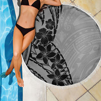 Black Gray Polynesia Tropical Flowers Beach Blanket LT14 - Polynesian Pride